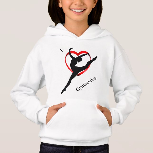 Me encanta la gimnasia de Heart Hoodie para los Ch (Anverso)