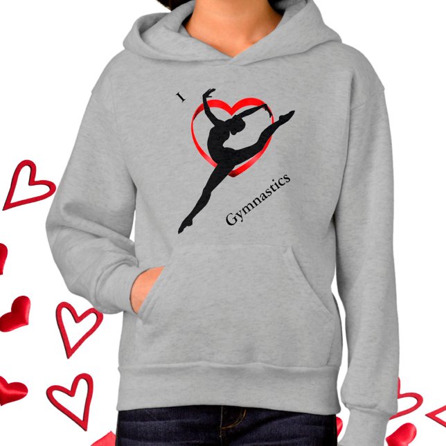 Me encanta la gimnasia de Heart Hoodie para los Ch (Subido por el creador)