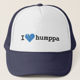 Me encanta la gorra de camionero Humppa azul sobre