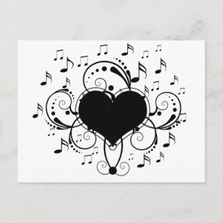Me encanta la música notas el corazón blanco y neg