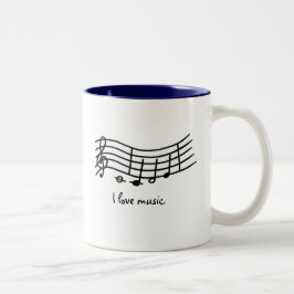 Me encanta la música, notas en tazas onduladas