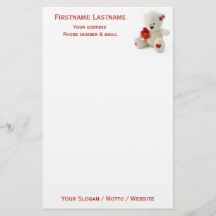 Me encanta la papelería personalizado Teddy Valent