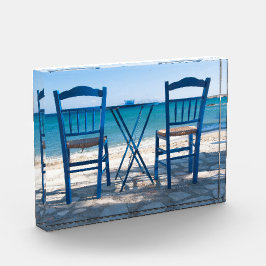 Me encanta la taberna griega foto azul y blanco