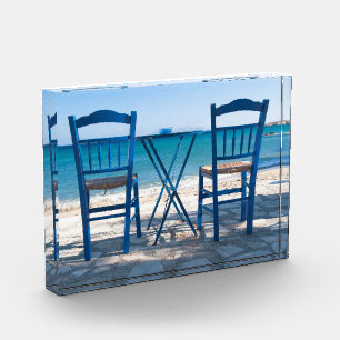 Me encanta la taberna griega foto azul y blanco