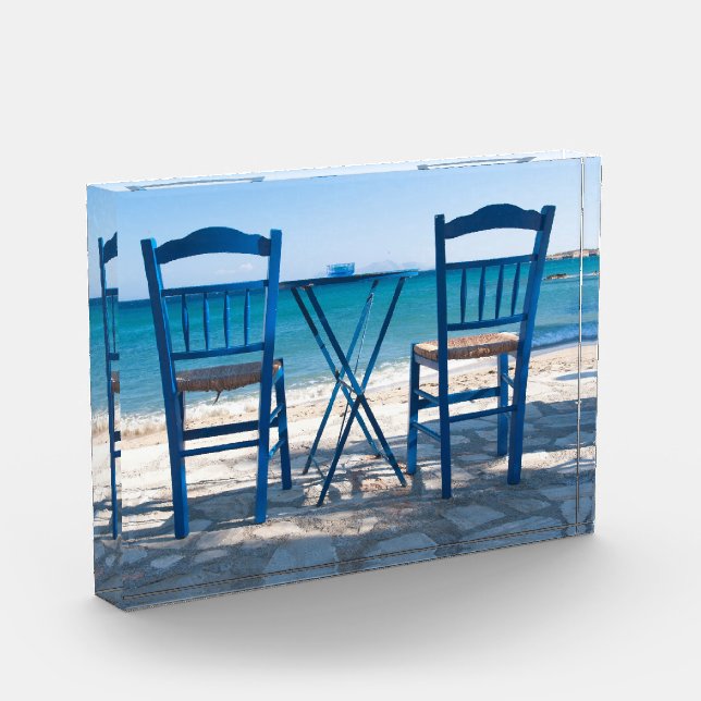 Me encanta la taberna griega foto azul y blanco (Izquierda)