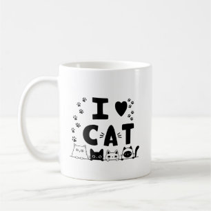 Me encanta la taza de gatos - Taza de café para la
