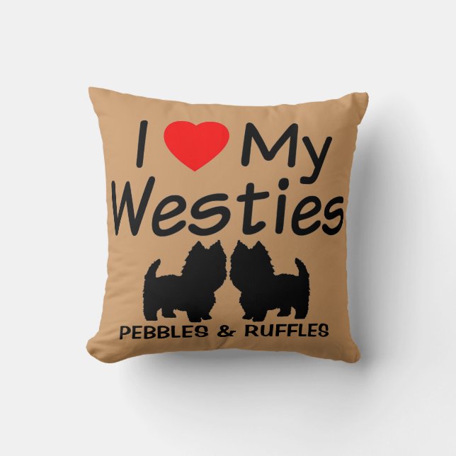 Me Encanta Mi Almohada De Dos Perros Westie (Anverso)