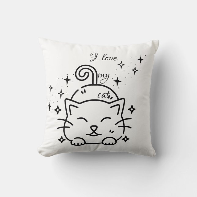 Me encanta mi almohada de gato - Retro Minimalista (Anverso)