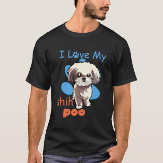Me encanta mi camiseta Shih Poo Mejor perro adorad