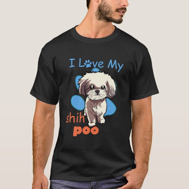 Me encanta mi camiseta Shih Poo Mejor perro adorad (Anverso)