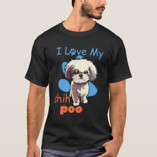 Me encanta mi camiseta Shih Poo Mejor perro adorad