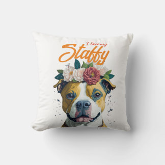 Me encanta mi Cojín decorativo Staffy