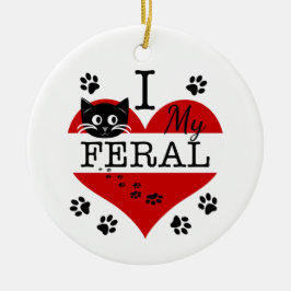 Me Encanta Mi Ornamento De Cerámica De Gato Feral