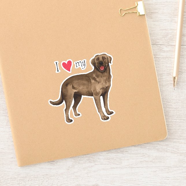 Me encanta mi Pegatina de vinilo de chocolate Lab (Cuaderno)