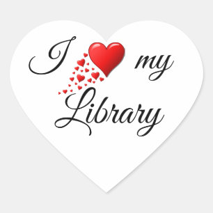 Me encanta mi pegatina del corazón de la Bibliotec