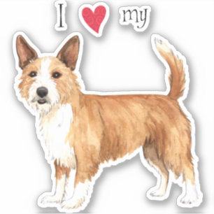 Me encanta mi Pegatina portugués Podengo Pequeno 