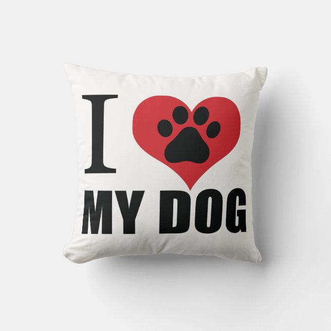 Me encanta mi perro tirando almohada (Anverso)