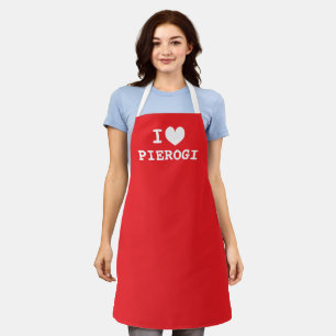 Me encanta pierogi Delantal de cocina de comida