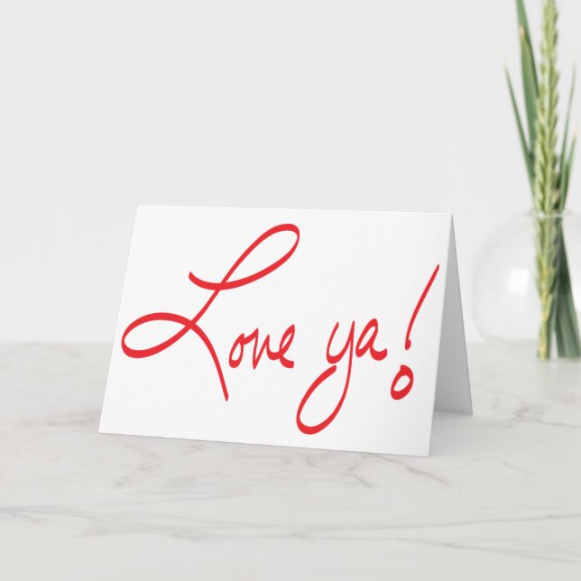 ¡ME ENCANTA! Tarjeta de San Valentín roja y blanca (Anverso)