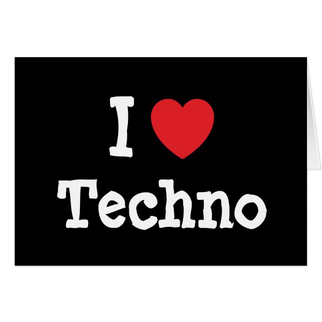 Me encanta Techno personalizado de corazón persona (Anverso (Horizontal))