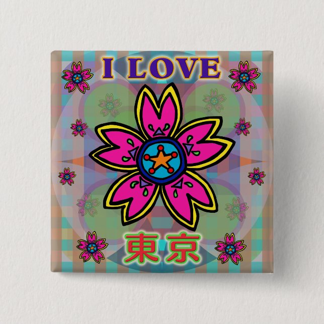 "ME ENCANTA TOKIO" Flores Botón Kanji (Anverso)