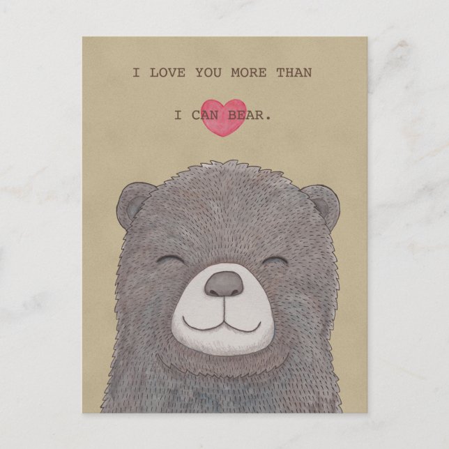 Me encanta tu postal de postal Cute Bear Love Hear (Anverso)