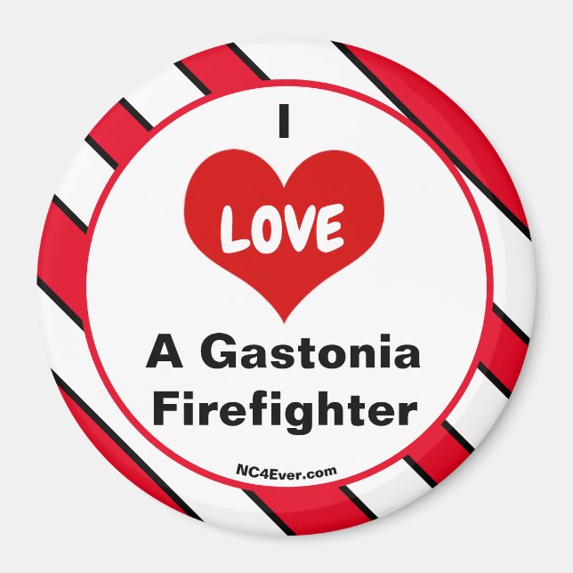 Me encanta un imán de bomberos de Gastonia (Frente)