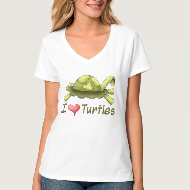 Me encantan las tortugas personalizados camisetas (Anverso)