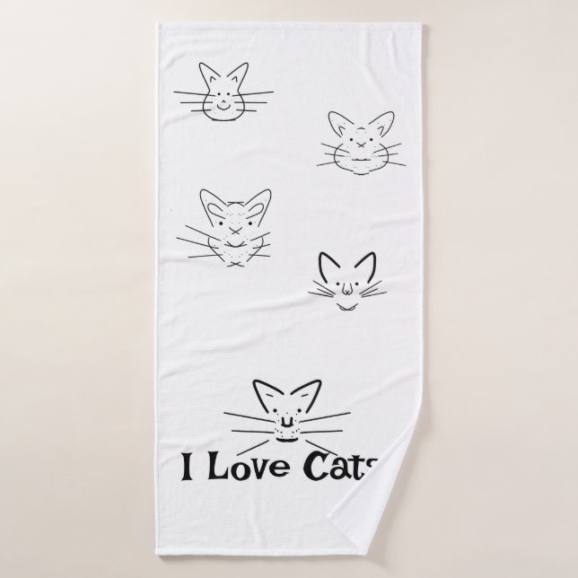Me encantan los gatos (Toalla de baño)