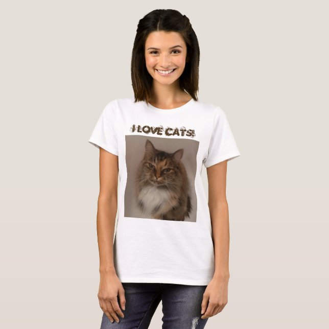 ¡Me encantan los gatos! Camiseta (Anverso completo)