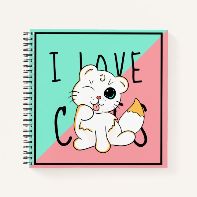 Me encantan los gatos - Dibujo - Cuaderno de 2 col (Anverso)