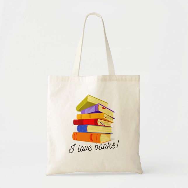 Me encantan los libros con bolso de tote (Frente)