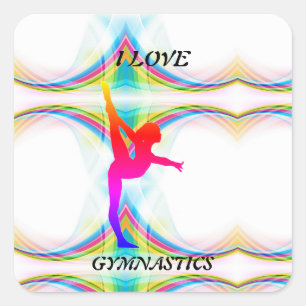 Me encantan los Pegatinas de Gymnastics Square