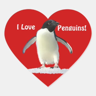 ME ENCANTAN LOS PENGUINOS Pegatinas del Corazón