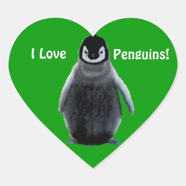 ME ENCANTAN LOS PENGUINOS Pegatinas del Corazón (Anverso)