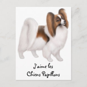 Me encantan los perros Papillon en la postal franc