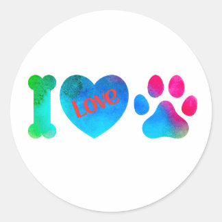 Me encantan los perros Pegatinas redondos de vinil