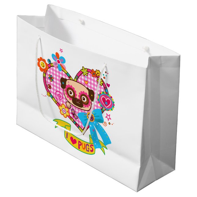 ¡Me Encantan Los Pugs! Bolsas de regalo (Angulo Anverso)