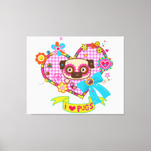 ¡Me Encantan Los Pugs! Imprimir lienzo