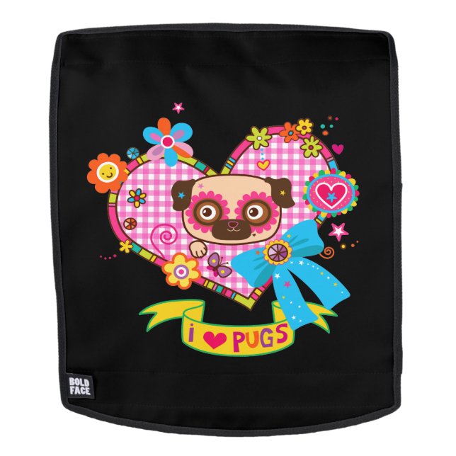 ¡Me Encantan Los Pugs! Mochila #3 cara (Cara extraíble)