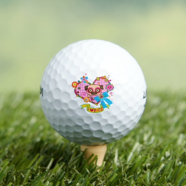 ¡Me Encantan Los Pugs! Pelotas de golf (Camiseta in situ)