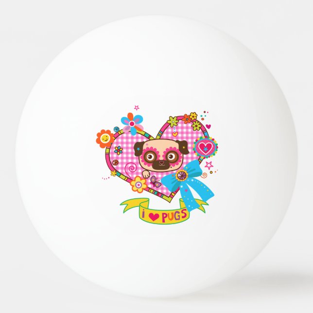 ¡Me Encantan Los Pugs! pelotas de ping pong (Anverso)