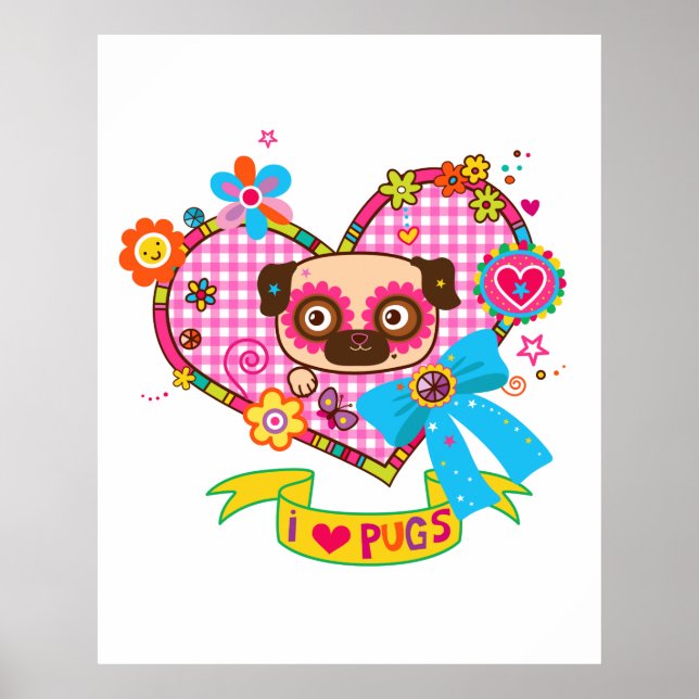 ¡Me Encantan Los Pugs! Póster (Frente)