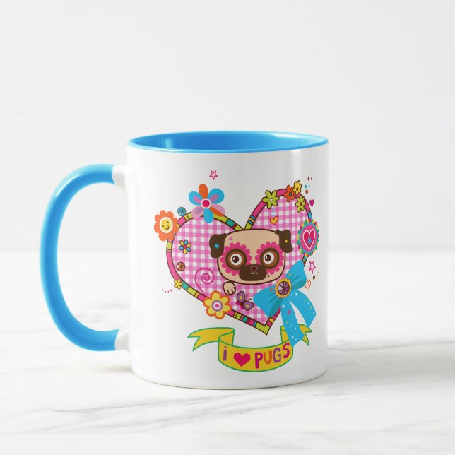 ¡Me Encantan Los Pugs! Taza (Izquierda)