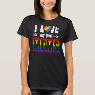 Me encantan mis dos madres camisetas lesbianas reg