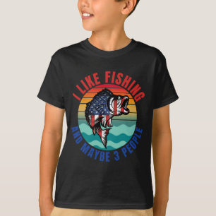 Me gusta la pesca y quizás camiseta de 3 personas