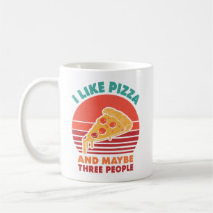 me gusta la pizza y quizás tres personas tazas de