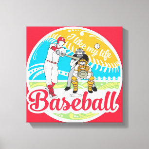 "Me gusta MI vida" lienzo de béisbol