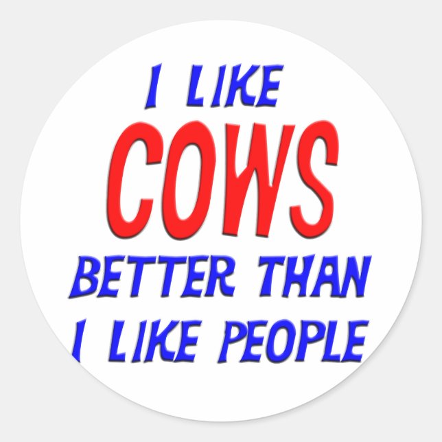 Me Gustan Las Vacas Más Que A La Gente Pegatina (Anverso)