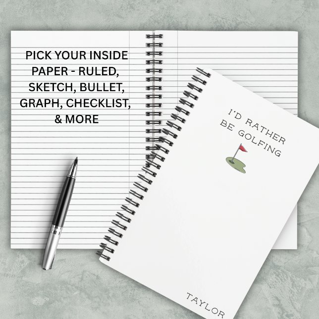 Me gustaría estar jugando golf Cuaderno moderno y  (Minimal golf design with timeless appeal.)